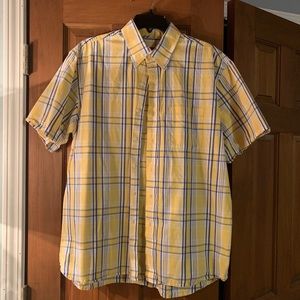 {IZOD} Men’s Button Down Yellow Plaid Shirt